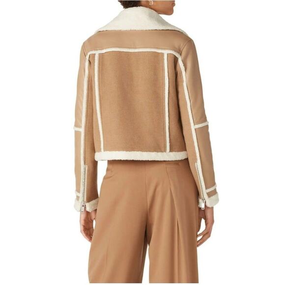 RTR sz Large Jonathan simkhai tan adelynn faux sherpa lined long sleeve jacket - Picture 3 of 7
